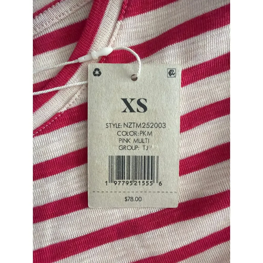 NZT Nic+Zoe Crew Neck T-Shirt Stripe Short Sleeve Red Women's X-Small NEW